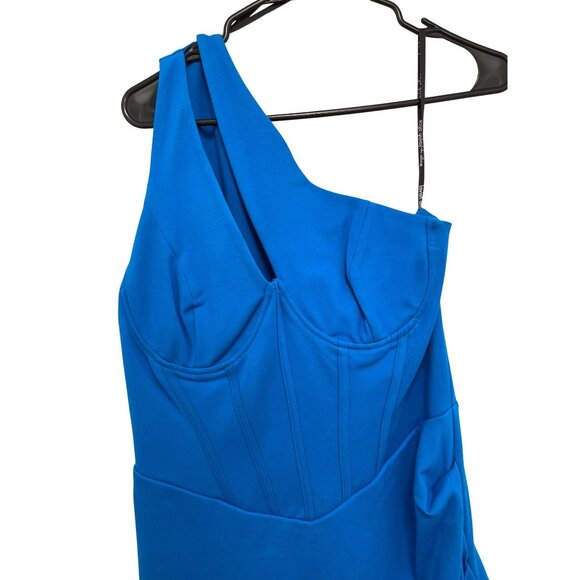 Lavish Alice $180 One Shoulder Blue Bodycon Cut Out Dress Size 10 NWT - Picture 5 of 9